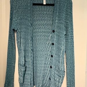 Athleta Teal Button-Up Cardigan